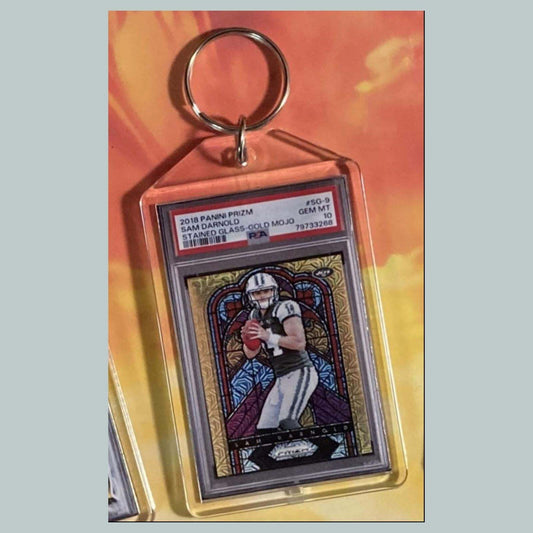 3777 Sam Darnold 2018 Panini Prizm Stained Glass Gold Custom Hand Made Keychain
