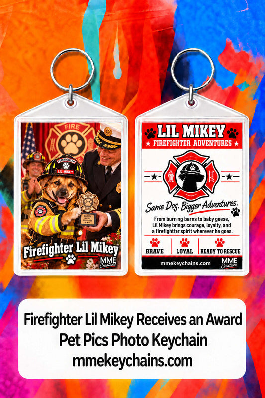 4864 Personalized Pet Pics Keychain Firefighter Lil Mikey – Award