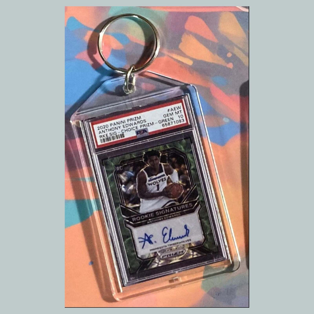 3563 Anthony Edwards 2020 Panini Prizm RC Signatures Auto Keychain
