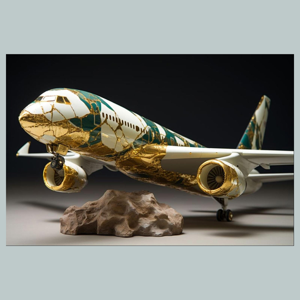 1228  Airplane White Green 8x10 Glossy Photo - Fast-Secure Shipping MS