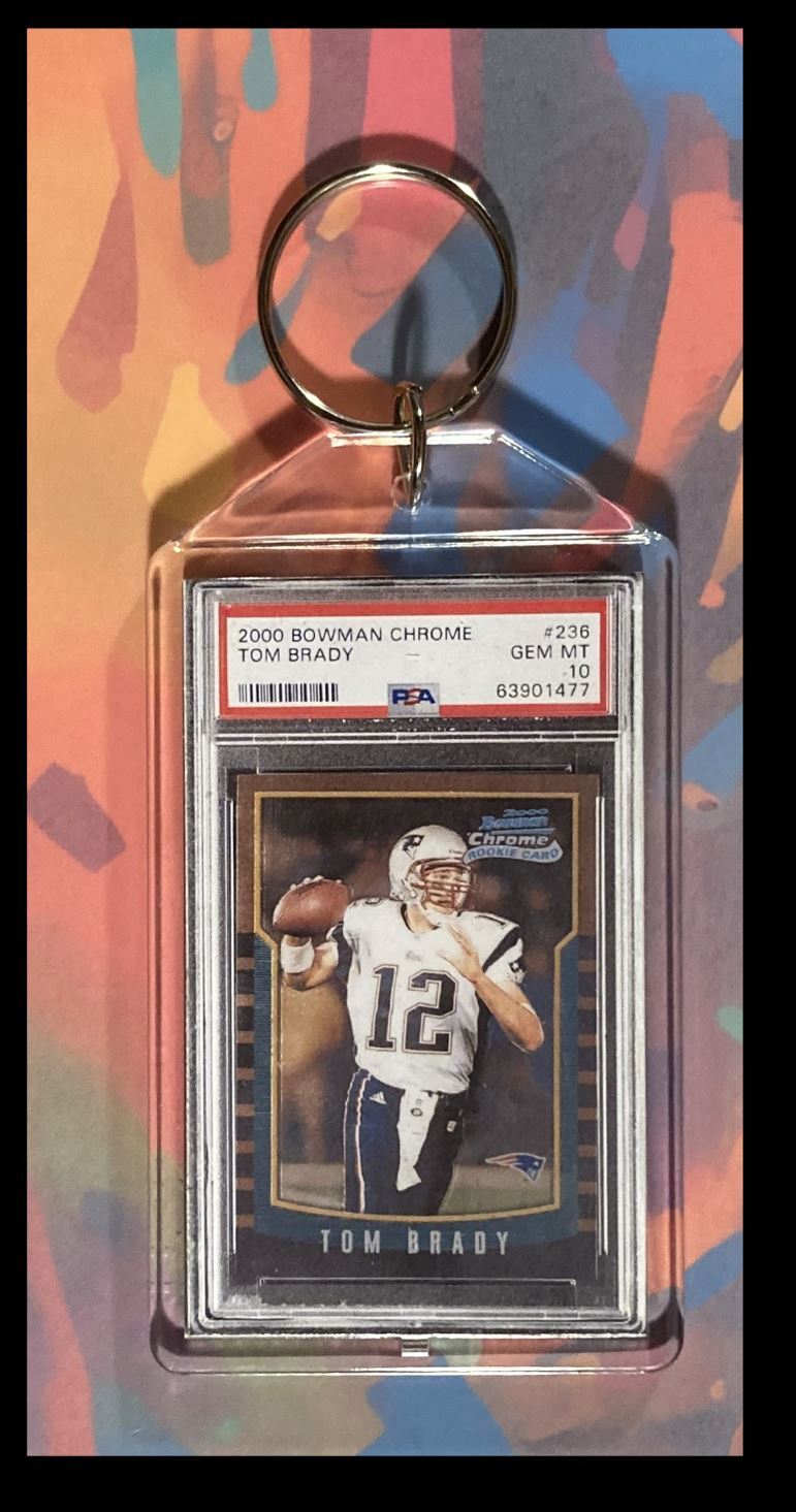 9999 00001Q Tom Brady 2000 Bowman Chrome Rookie   -   Custom Keychain-Great Gift