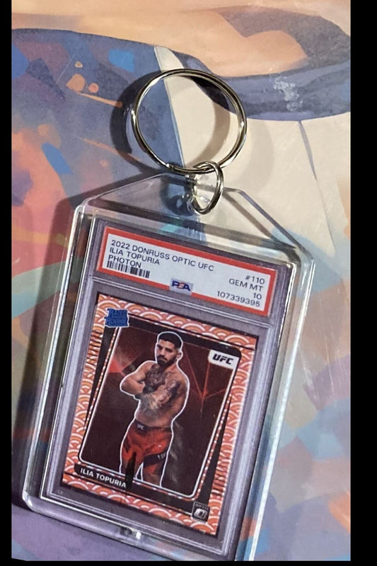 3098 Ilia Topuria 2022 Panini Donruss Optic UFC Photon - Custom Keychain-Gift