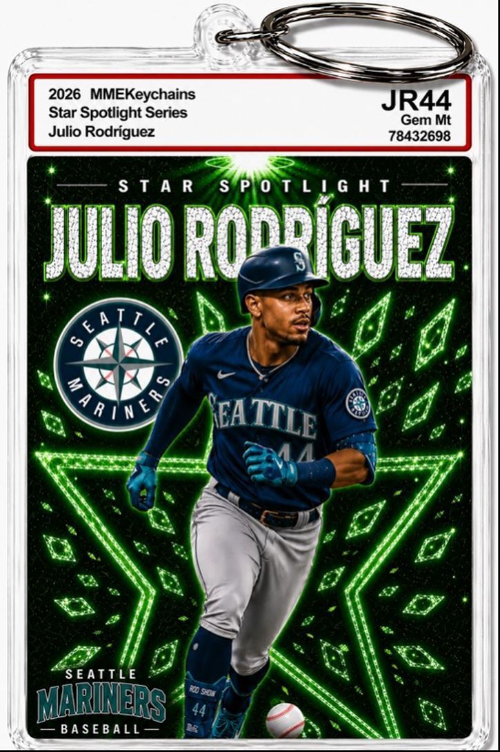 3971 Julio Rodriguez Keychain Green Spotlight Premium Keychain With Nameplate