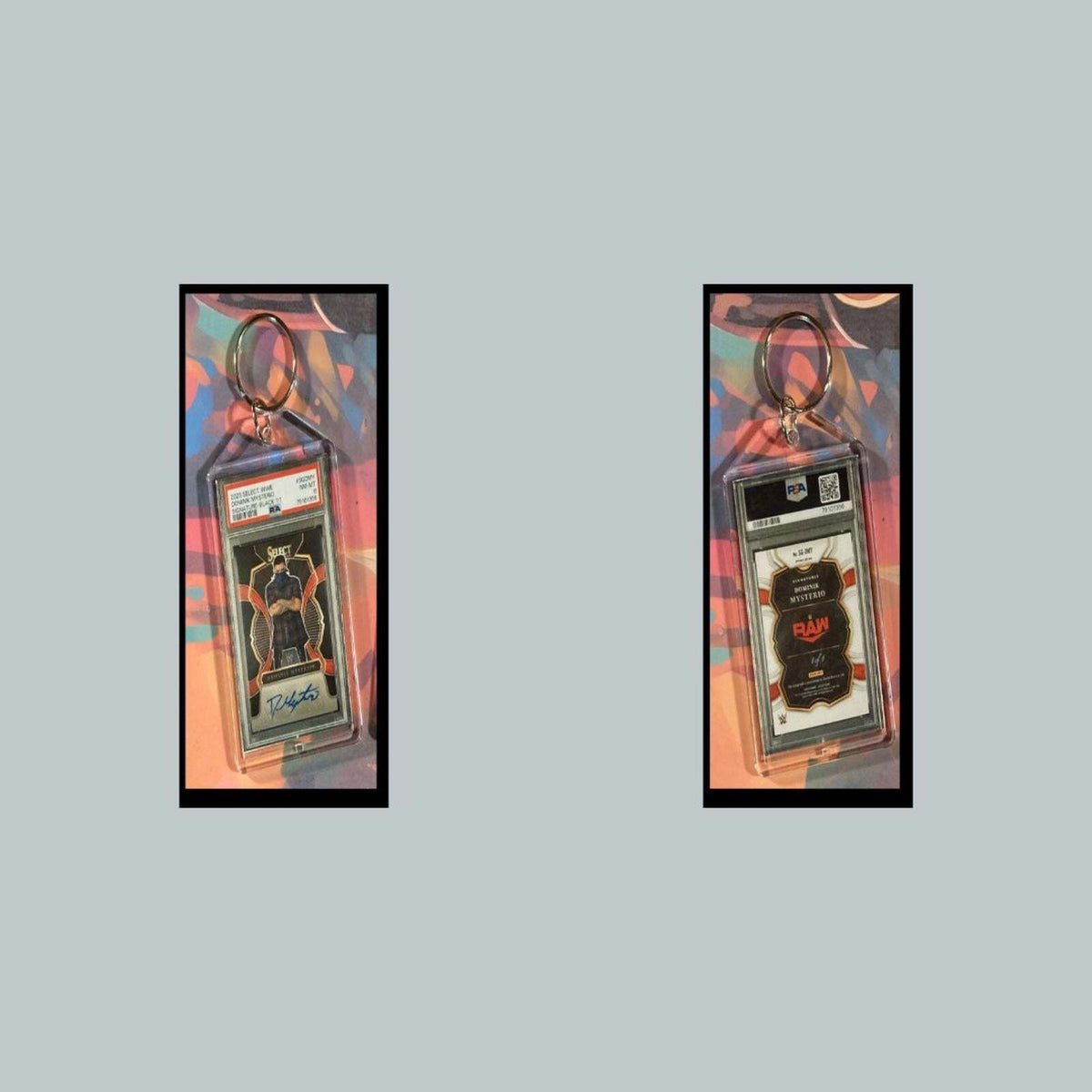 3382 Dirty Dom Mysterio Prison 2023 Panini Select Black Auto Novelty Keychain