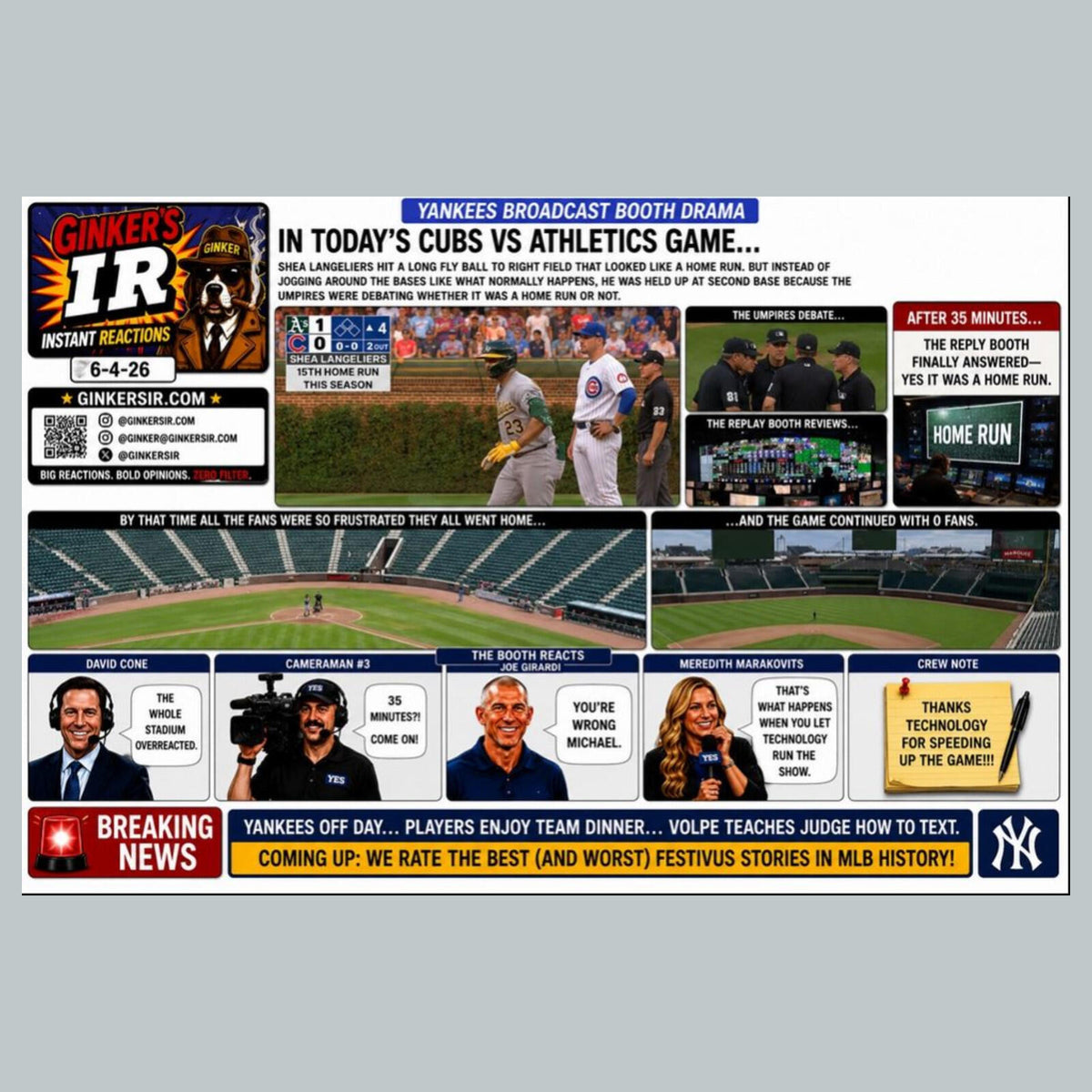 2793 Homer, No Homer Instant Replay Not Instant Ginker’s Instant Reactions 8X10