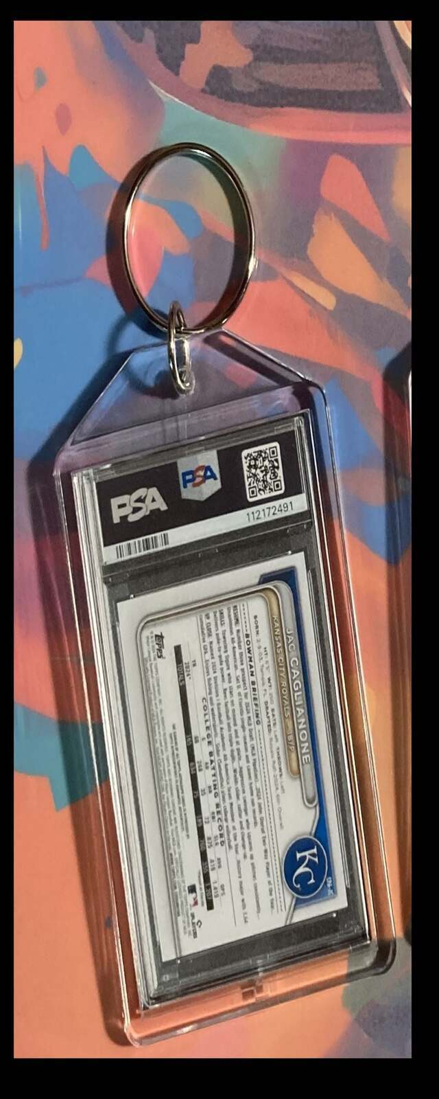 3214 Jac Caglianone 2024 Bowman Draft Gold Shimmer Auto  Keychain