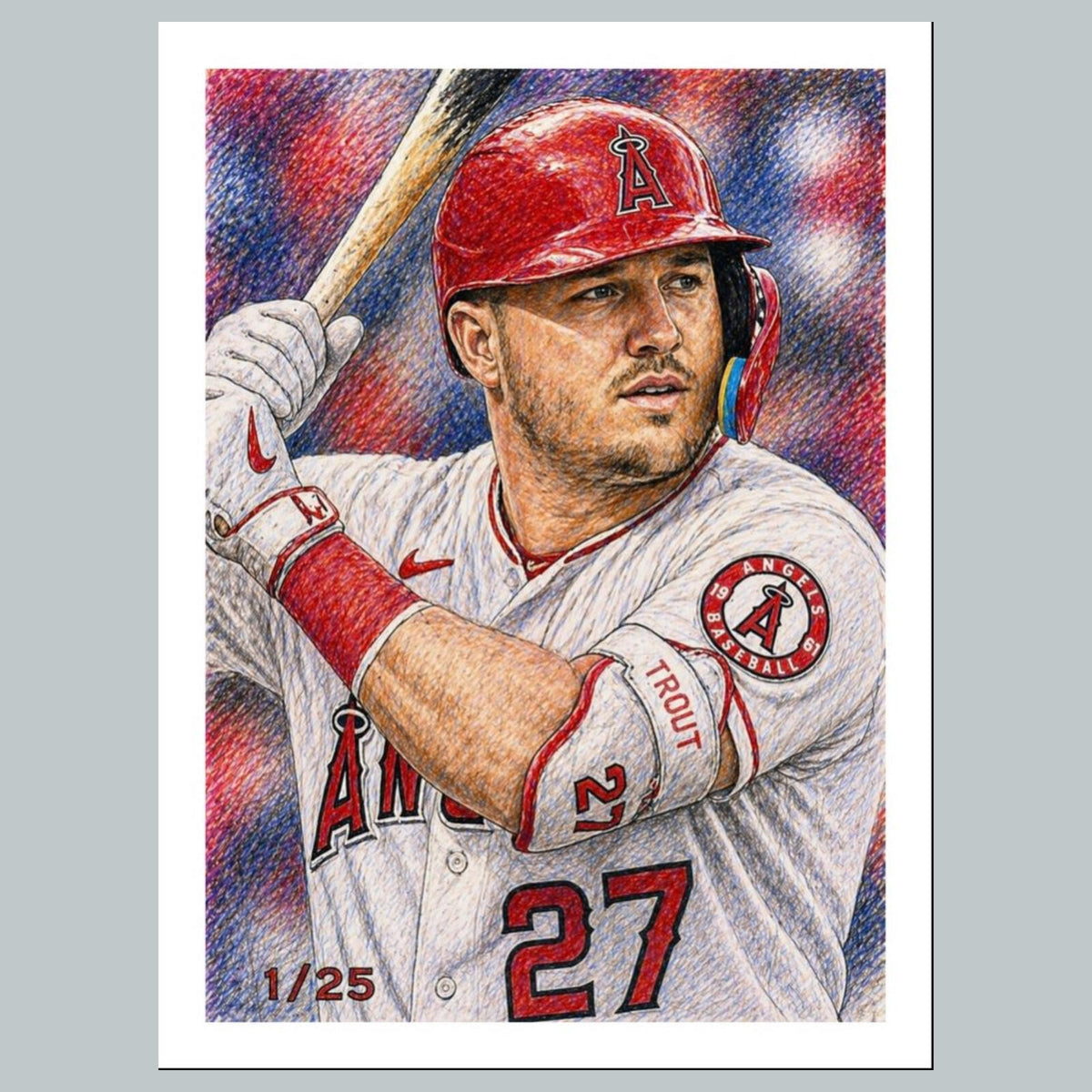 2598 Mike Trout 8x10 Custom Art Photo - Fast-Secure Shipping BBL