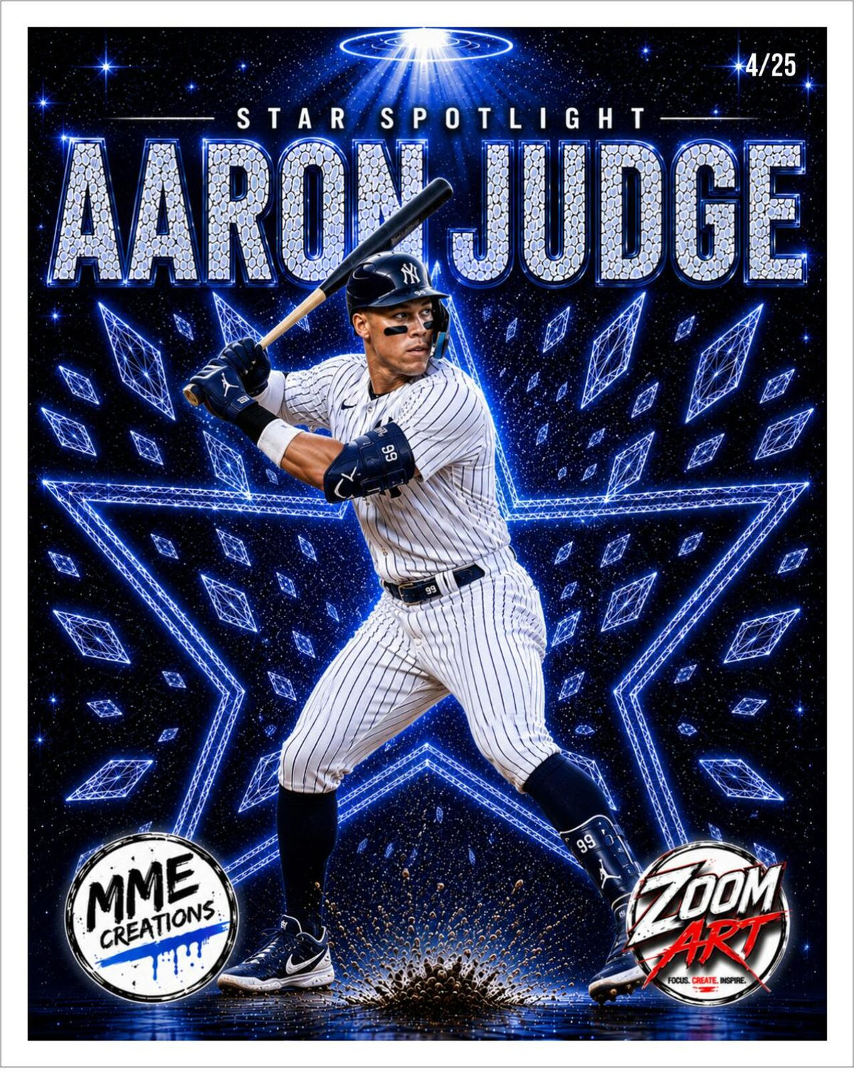 2666 Aaron Judge Star Spotlight Zoom Art Giclée Print 4/25 8x10 Yankees BBL